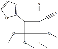 4-(2-furyl)-2,2,3,3-tetramethoxy-1,1-cyclobutanedicarbonitrile Struktur