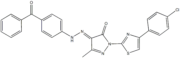 1-[4-(4-chlorophenyl)-1,3-thiazol-2-yl]-3-methyl-1H-pyrazole-4,5-dione 4-[(4-benzoylphenyl)hydrazone] Struktur