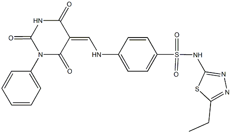 N-(5-ethyl-1,3,4-thiadiazol-2-yl)-4-{[(2,4,6-trioxo-1-phenyltetrahydro-5(2H)-pyrimidinylidene)methyl]amino}benzenesulfonamide Struktur