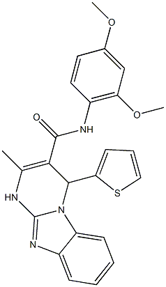 N-(2,4-dimethoxyphenyl)-2-methyl-4-(2-thienyl)-1,4-dihydropyrimido[1,2-a]benzimidazole-3-carboxamide Struktur