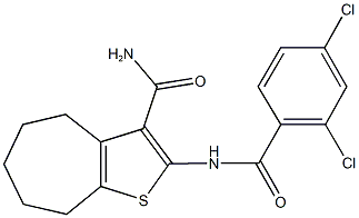 2-[(2,4-dichlorobenzoyl)amino]-5,6,7,8-tetrahydro-4H-cyclohepta[b]thiophene-3-carboxamide Struktur