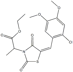 ethyl 2-[5-(2-chloro-4,5-dimethoxybenzylidene)-2,4-dioxo-1,3-thiazolidin-3-yl]propanoate Struktur