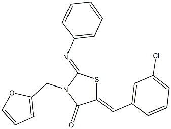 5-(3-chlorobenzylidene)-3-(2-furylmethyl)-2-(phenylimino)-1,3-thiazolidin-4-one Struktur