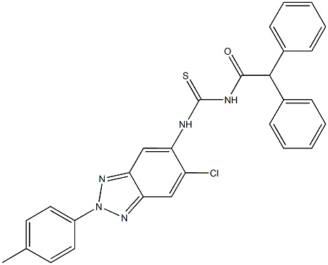 N-[6-chloro-2-(4-methylphenyl)-2H-1,2,3-benzotriazol-5-yl]-N'-(diphenylacetyl)thiourea Struktur