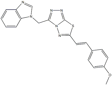 4-{2-[3-(1H-benzimidazol-1-ylmethyl)[1,2,4]triazolo[3,4-b][1,3,4]thiadiazol-6-yl]vinyl}phenyl methyl ether Struktur