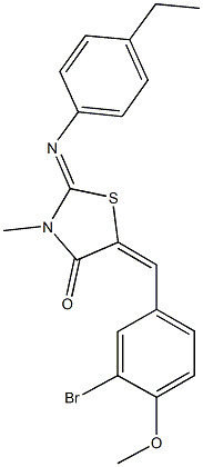 5-(3-bromo-4-methoxybenzylidene)-2-[(4-ethylphenyl)imino]-3-methyl-1,3-thiazolidin-4-one Struktur