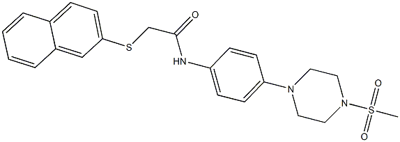 N-{4-[4-(methylsulfonyl)-1-piperazinyl]phenyl}-2-(2-naphthylsulfanyl)acetamide Struktur