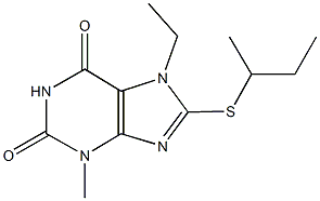 7-ethyl-3-methyl-8-[(1-methylpropyl)sulfanyl]-3,7-dihydro-1H-purine-2,6-dione Struktur