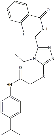 N-[(4-ethyl-5-{[2-(4-isopropylanilino)-2-oxoethyl]sulfanyl}-4H-1,2,4-triazol-3-yl)methyl]-2-fluorobenzamide Struktur