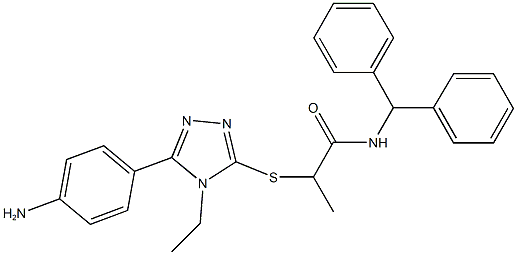 2-{[5-(4-aminophenyl)-4-ethyl-4H-1,2,4-triazol-3-yl]sulfanyl}-N-benzhydrylpropanamide Struktur