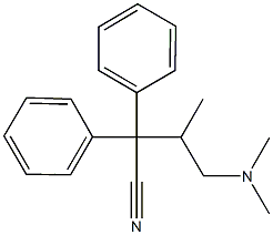 4-(dimethylamino)-3-methyl-2,2-diphenylbutanenitrile Struktur