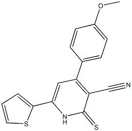 4-(4-methoxyphenyl)-6-(2-thienyl)-2-thioxo-1,2-dihydro-3-pyridinecarbonitrile Struktur