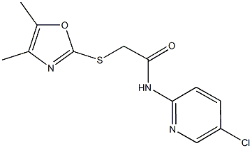 N-(5-chloro-2-pyridinyl)-2-[(4,5-dimethyl-1,3-oxazol-2-yl)sulfanyl]acetamide Struktur