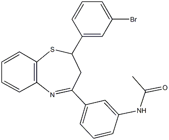 N-{3-[2-(3-bromophenyl)-2,3-dihydro-1,5-benzothiazepin-4-yl]phenyl}acetamide Struktur