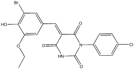 5-(3-bromo-5-ethoxy-4-hydroxybenzylidene)-1-(4-chlorophenyl)-2,4,6(1H,3H,5H)-pyrimidinetrione Struktur