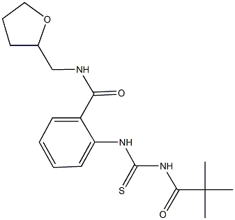 2-({[(2,2-dimethylpropanoyl)amino]carbothioyl}amino)-N-(tetrahydro-2-furanylmethyl)benzamide Struktur