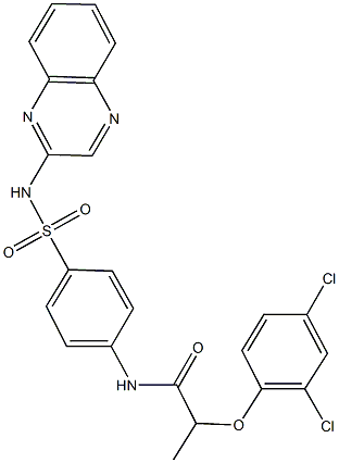 2-(2,4-dichlorophenoxy)-N-{4-[(2-quinoxalinylamino)sulfonyl]phenyl}propanamide Struktur