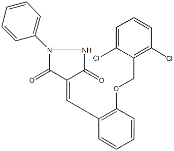 4-{2-[(2,6-dichlorobenzyl)oxy]benzylidene}-1-phenyl-3,5-pyrazolidinedione Struktur