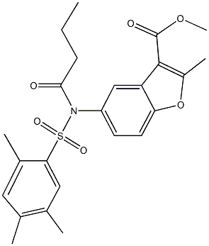 methyl 5-{butyryl[(2,4,5-trimethylphenyl)sulfonyl]amino}-2-methyl-1-benzofuran-3-carboxylate Struktur