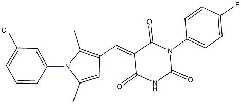 5-{[1-(3-chlorophenyl)-2,5-dimethyl-1H-pyrrol-3-yl]methylene}-1-(4-fluorophenyl)-2,4,6(1H,3H,5H)-pyrimidinetrione Struktur