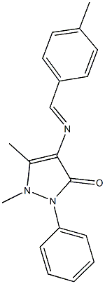 1,5-dimethyl-4-[(4-methylbenzylidene)amino]-2-phenyl-1,2-dihydro-3H-pyrazol-3-one Struktur