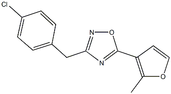 3-(4-chlorobenzyl)-5-(2-methyl-3-furyl)-1,2,4-oxadiazole Struktur