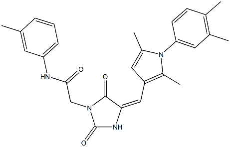 2-(4-{[1-(3,4-dimethylphenyl)-2,5-dimethyl-1H-pyrrol-3-yl]methylene}-2,5-dioxo-1-imidazolidinyl)-N-(3-methylphenyl)acetamide Struktur