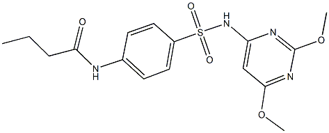 N-(4-{[(2,6-dimethoxypyrimidin-4-yl)amino]sulfonyl}phenyl)butanamide Struktur