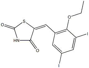 5-(2-ethoxy-3,5-diiodobenzylidene)-1,3-thiazolidine-2,4-dione Struktur