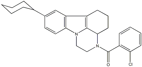 3-(2-chlorobenzoyl)-8-cyclohexyl-2,3,3a,4,5,6-hexahydro-1H-pyrazino[3,2,1-jk]carbazole Struktur