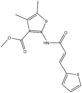 methyl 4,5-dimethyl-2-{[3-(2-thienyl)acryloyl]amino}-3-thiophenecarboxylate Struktur