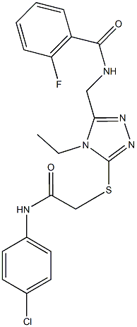 N-[(5-{[2-(4-chloroanilino)-2-oxoethyl]sulfanyl}-4-ethyl-4H-1,2,4-triazol-3-yl)methyl]-2-fluorobenzamide Struktur