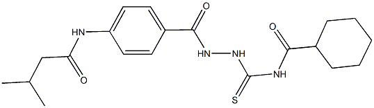 N-[(2-{4-[(3-methylbutanoyl)amino]benzoyl}hydrazino)carbothioyl]cyclohexanecarboxamide Struktur