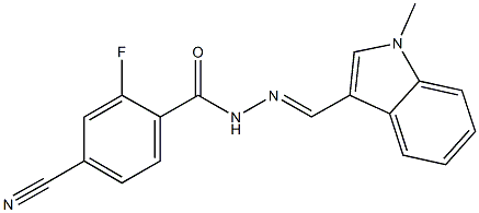 4-cyano-2-fluoro-N'-[(1-methyl-1H-indol-3-yl)methylene]benzohydrazide Struktur