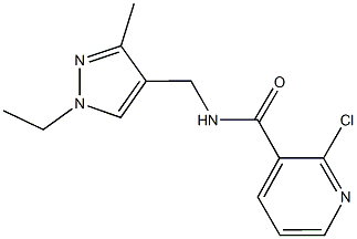 2-chloro-N-[(1-ethyl-3-methyl-1H-pyrazol-4-yl)methyl]nicotinamide Struktur