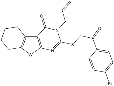 3-allyl-2-{[2-(4-bromophenyl)-2-oxoethyl]sulfanyl}-5,6,7,8-tetrahydro[1]benzothieno[2,3-d]pyrimidin-4(3H)-one Struktur