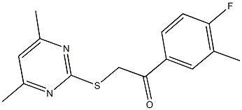 2-[(4,6-dimethyl-2-pyrimidinyl)sulfanyl]-1-(4-fluoro-3-methylphenyl)ethanone Struktur