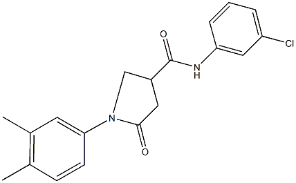 N-(3-chlorophenyl)-1-(3,4-dimethylphenyl)-5-oxo-3-pyrrolidinecarboxamide Struktur