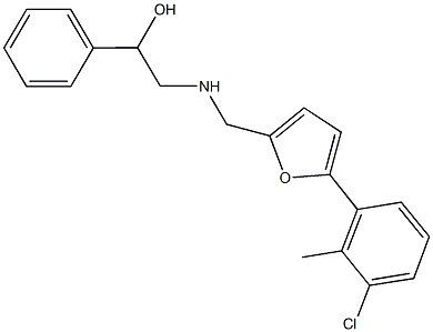 2-({[5-(3-chloro-2-methylphenyl)-2-furyl]methyl}amino)-1-phenylethanol Struktur