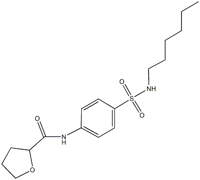 N-{4-[(hexylamino)sulfonyl]phenyl}tetrahydro-2-furancarboxamide Struktur