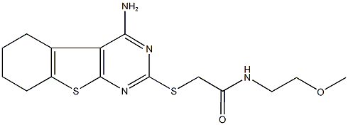 2-[(4-amino-5,6,7,8-tetrahydro[1]benzothieno[2,3-d]pyrimidin-2-yl)sulfanyl]-N-(2-methoxyethyl)acetamide Struktur