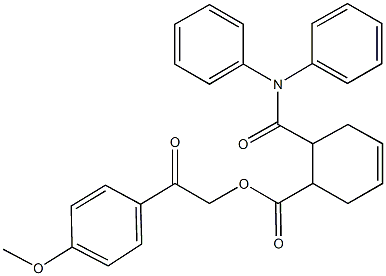 2-(4-methoxyphenyl)-2-oxoethyl 6-[(diphenylamino)carbonyl]-3-cyclohexene-1-carboxylate Struktur