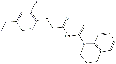 2-(2-bromo-4-ethylphenoxy)-N-(3,4-dihydro-1(2H)-quinolinylcarbothioyl)acetamide Struktur