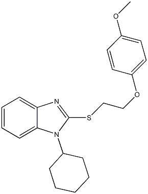 1-cyclohexyl-2-{[2-(4-methoxyphenoxy)ethyl]sulfanyl}-1H-benzimidazole Struktur