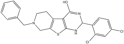 7-benzyl-2-(2,4-dichlorophenyl)-1,2,5,6,7,8-hexahydropyrido[4',3':4,5]thieno[2,3-d]pyrimidin-4-ol Struktur