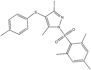 1-(mesitylsulfonyl)-3,5-dimethyl-4-[(4-methylphenyl)sulfanyl]-1H-pyrazole Struktur