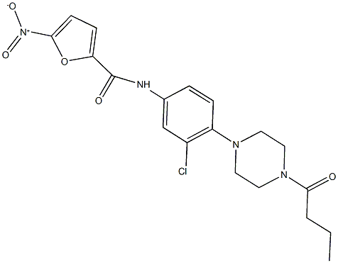 N-[4-(4-butyryl-1-piperazinyl)-3-chlorophenyl]-5-nitro-2-furamide Struktur