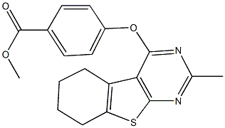 methyl 4-[(2-methyl-5,6,7,8-tetrahydro[1]benzothieno[2,3-d]pyrimidin-4-yl)oxy]benzoate Struktur