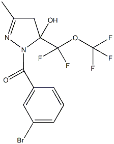 1-(3-bromobenzoyl)-5-[difluoro(trifluoromethoxy)methyl]-3-methyl-4,5-dihydro-1H-pyrazol-5-ol Struktur