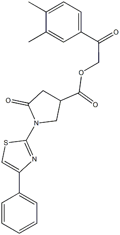 2-(3,4-dimethylphenyl)-2-oxoethyl 5-oxo-1-(4-phenyl-1,3-thiazol-2-yl)-3-pyrrolidinecarboxylate Struktur